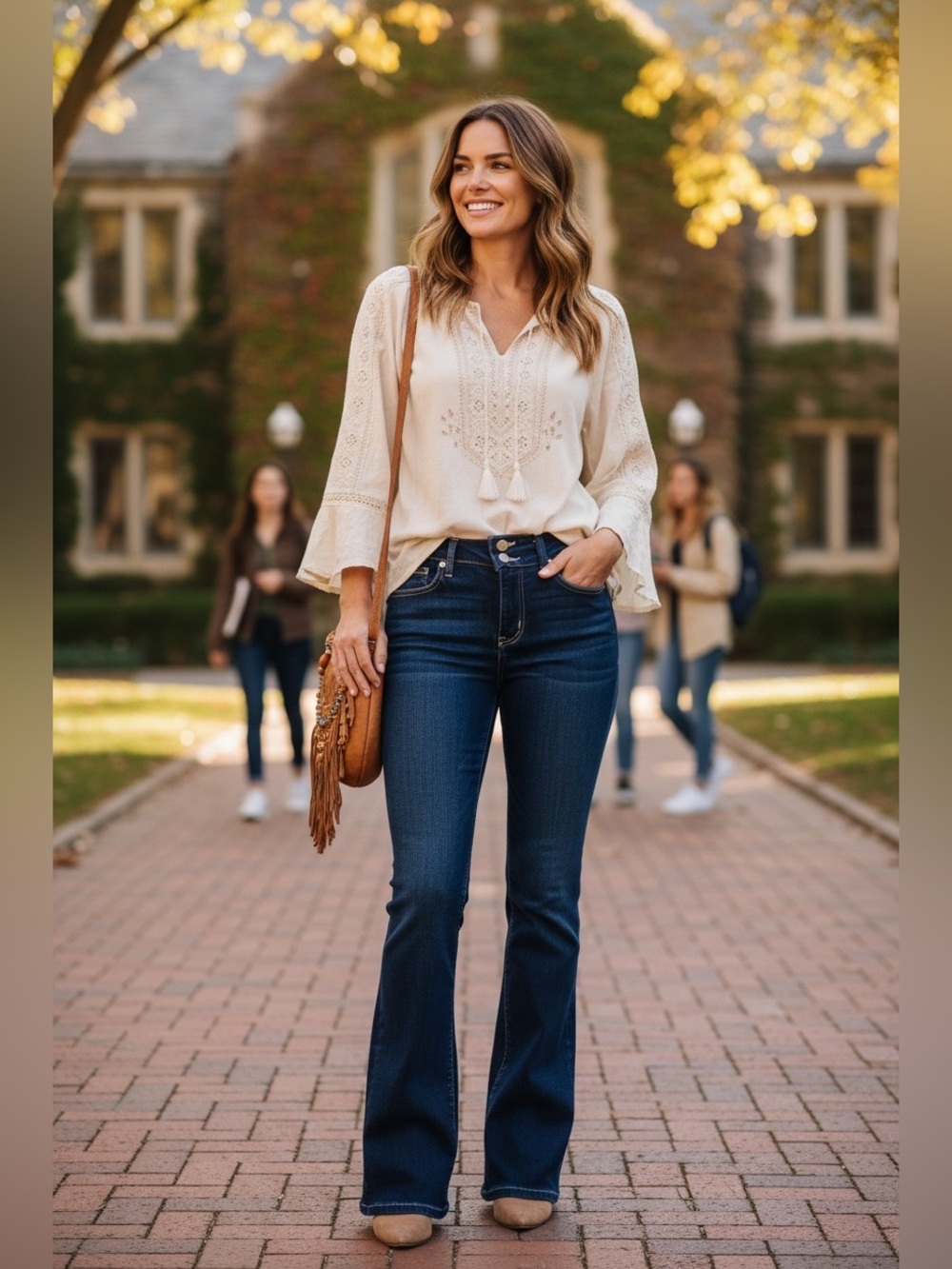 PAIGE Dark Blue Boot Cut Jeans